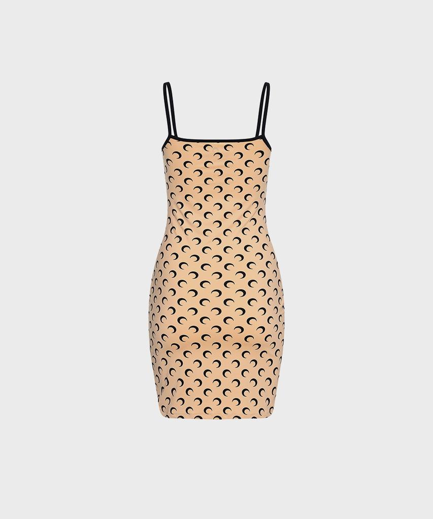 MARINE SERRE (W) Moon Printed Jersey Mini Dress Ta10 Tan