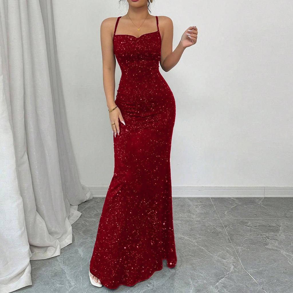 Women's Fashion Strap Fishtail Evening Dress Long Dress