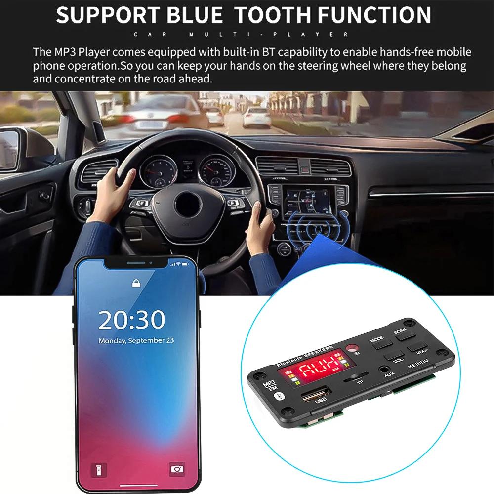 Wireless Bluetooth 5.0 9V-24V MP3 WMA Decoder Board Car Audio USB TF FM Radio Module Color Screen MP3 Player with Remote Control
