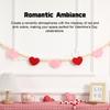 Valentines Day Decor Red Pink Felt Heart Wooden Bead Garland Decorative Romantic Hangings Ornaments for Home Mantle Fireplace Wall