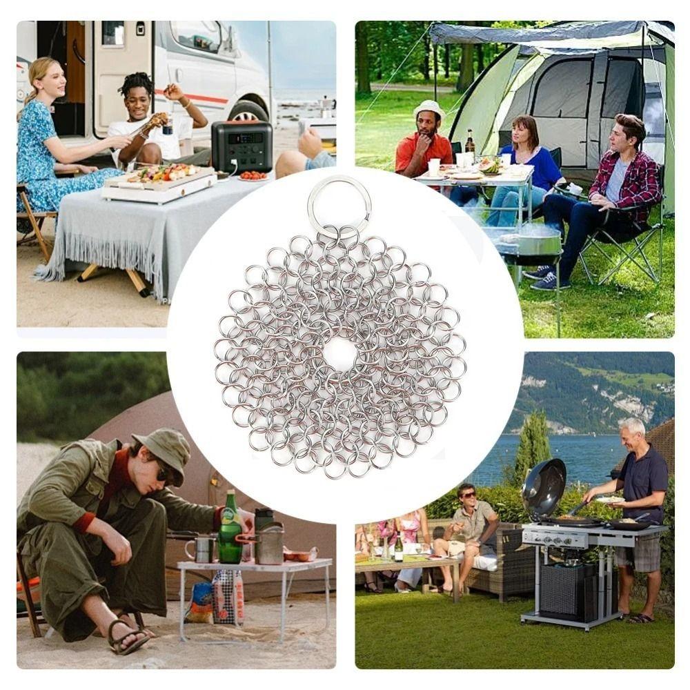 Reusable Kitchen Cleaning Ring Net 316 Stainless Steel Washing Net  Cleaning Brush