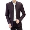 Herren Schwarz Chinesischer Stil Stehkragen Langarm Slim Fit Mode Blazer Einreiher Blazer Jacke