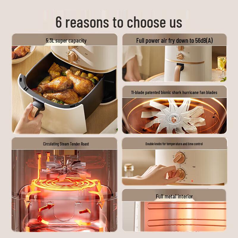 Midea 5.3L No-Flip Steam Air Fryer