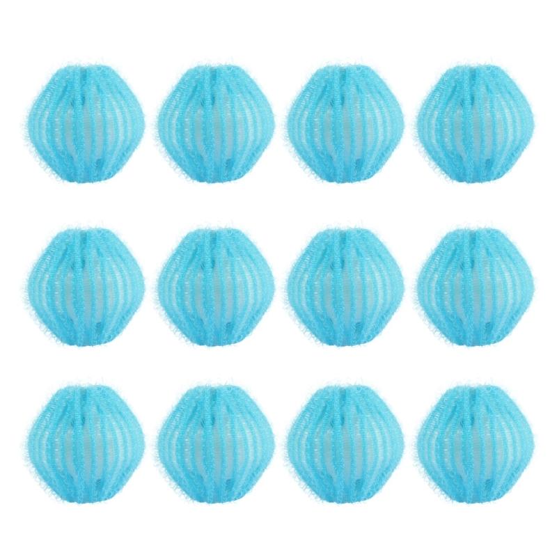 

12Pcs Washable Laundry Balls Efficiently Collect Pet Hair Furs Lint in Washing Machine Safe for Delicate Clothing Linens морской синий