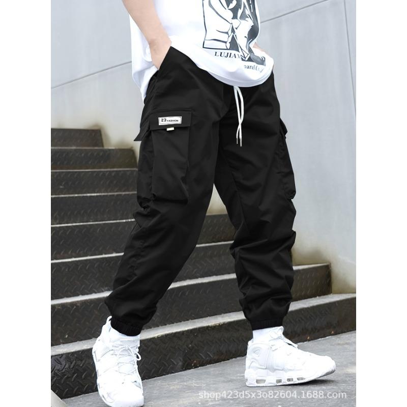 Men s Minimalist Aesthetic Solid Color Cargo Pants S чёрный