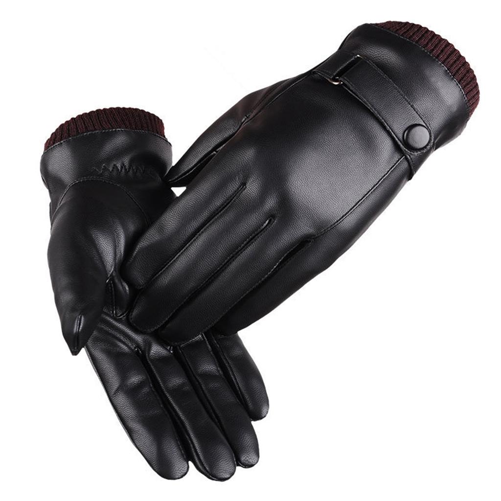 1 Pair Winter Gloves Touch Screen Leather Soft Padding for Outdoor Activities Running for Men Women