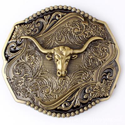 Fibbia per cintura Testa di Toro Dorata Fatta a Mano Fatta in Casa Accessori per Cintura Cinturino Vita Fai da Te Stile Western Cowboy Rock K53