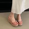 Fashion Rubber Flip Flops Glitter Slides High-Heeled Shoes Lady Ladies' Slippers Platform On A Wedge Hawaiian Jelly Crystal Scandals Pum