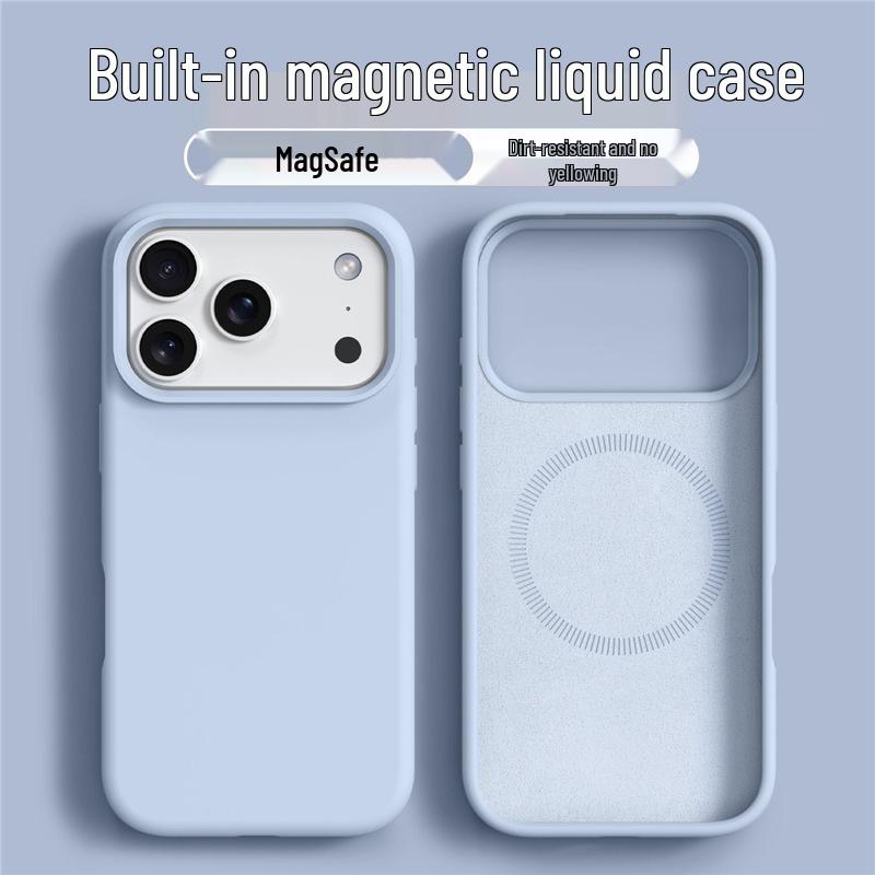 Flüssigsilikon-Magnet-Handyhülle für iPhone 16 Pro Max – Vollständige Abdeckung, Neues Design mit großem Loch