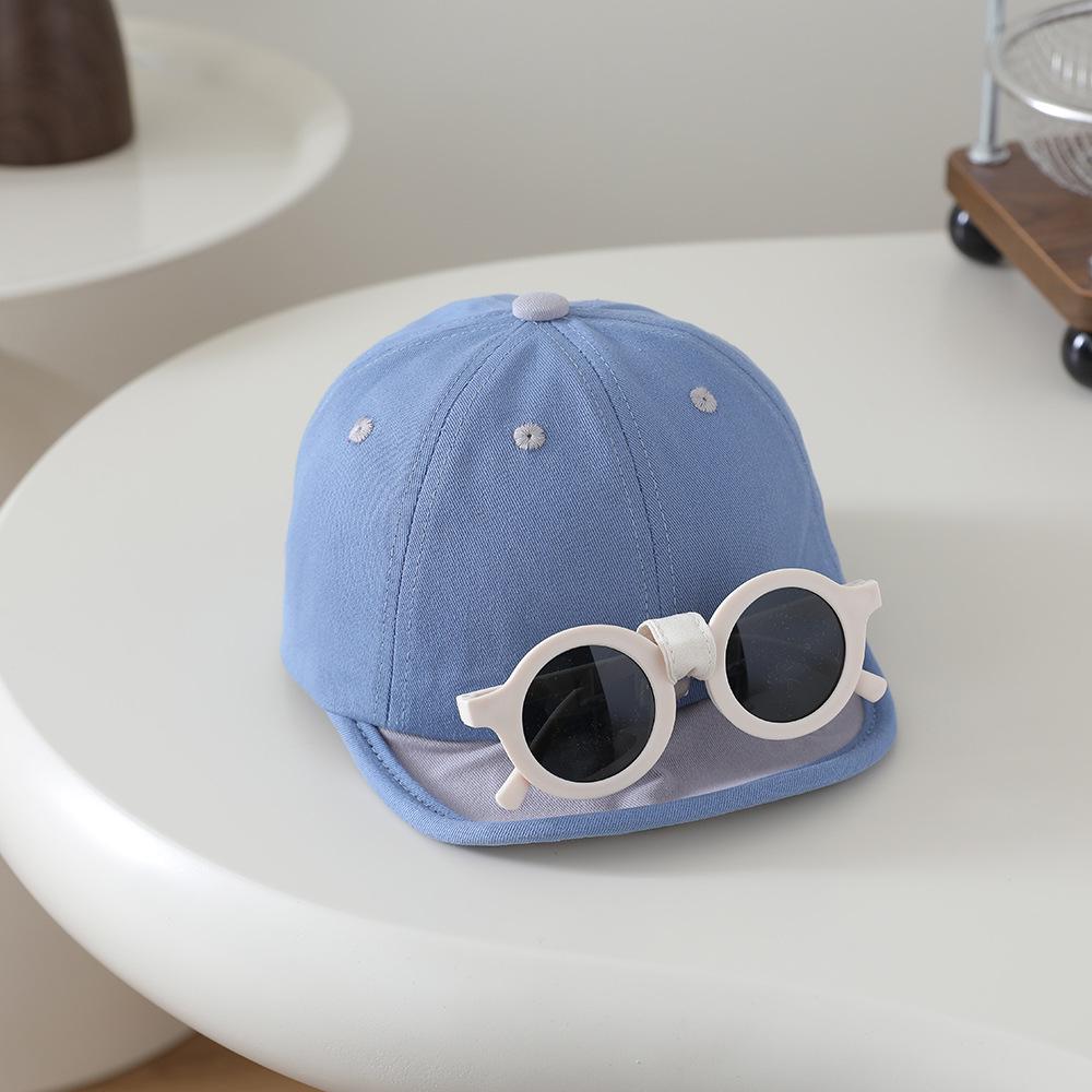 Children's Stylish Sun Protection Baseball Cap with Soft Brim and Sunglasses for Boys and Girls
