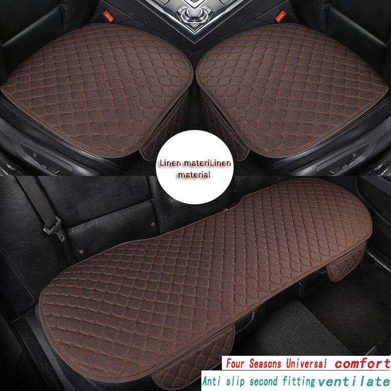 Linen Quilted Embroidered Car Cushion Without Backrest Four Seasons Universal Three-Piece Set