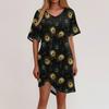Women's Summer Casual Feather Printed Hem Knotted Short Sleeve Dresses