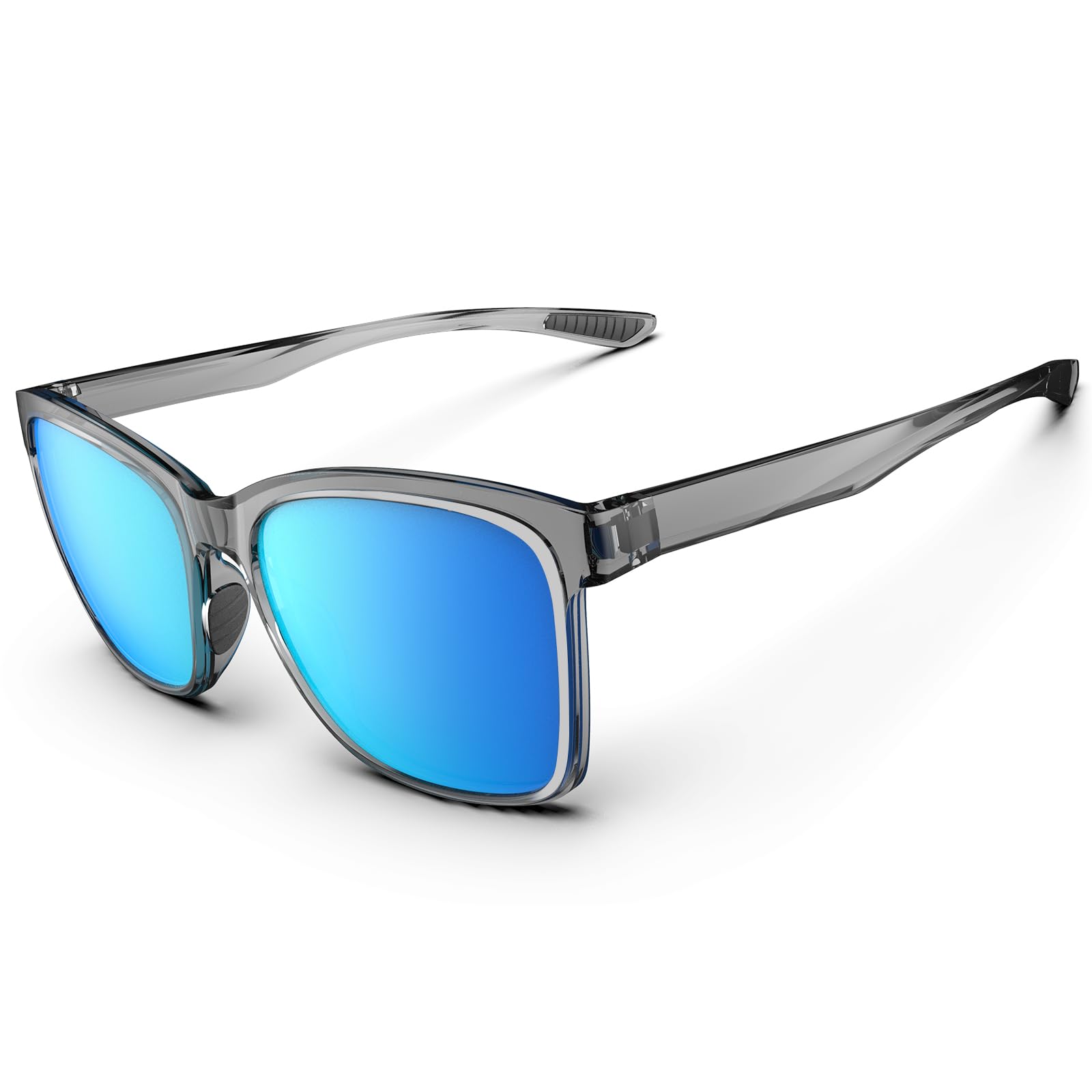 

HAAYOT Polarized Sunglasses for Men and UV Flexible and Lightweight TR90 Running Clear Ice Blue Women, 100% Protection, Frame, Sunglasses, Gray,