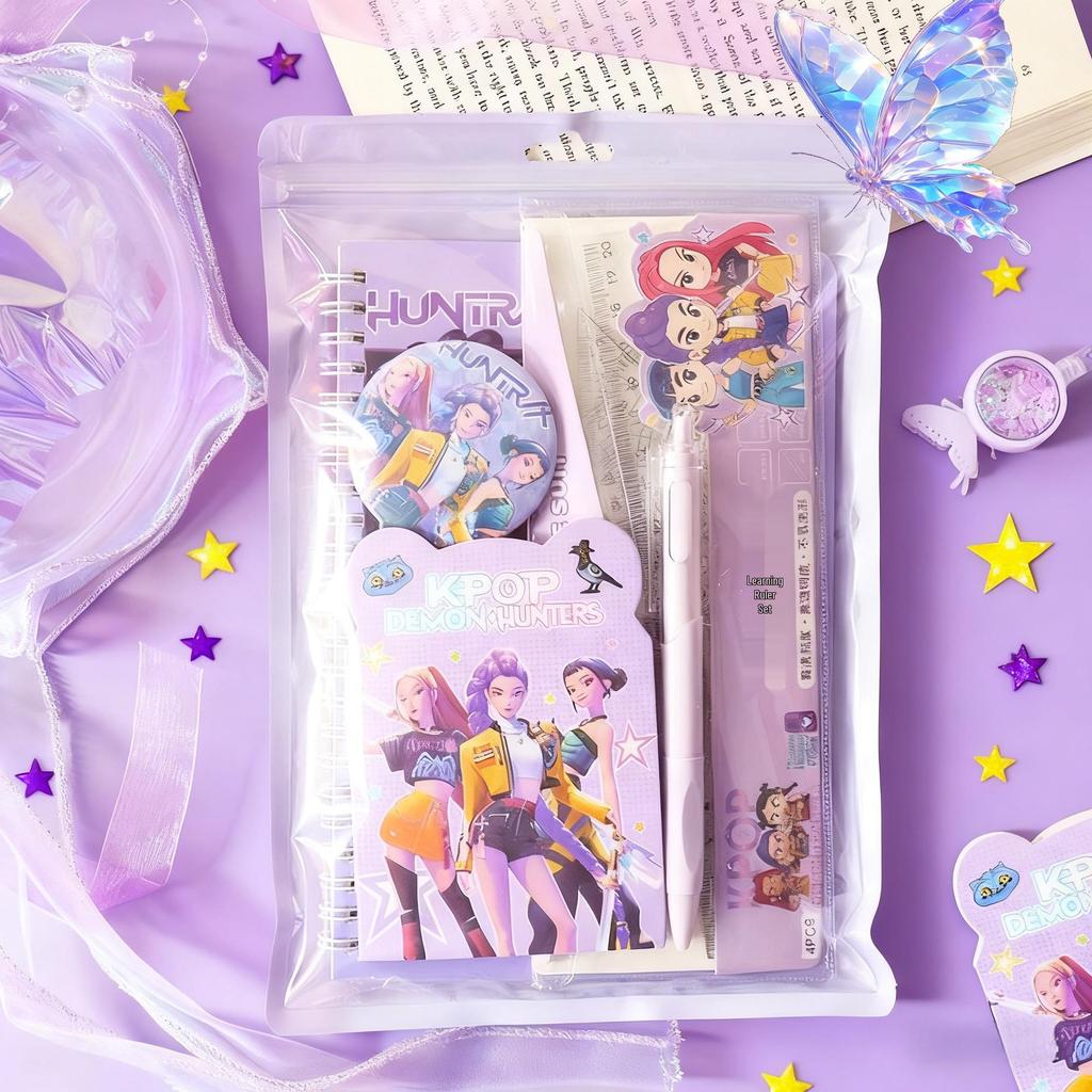 Demon Hunter Girl Group Stationery Set: Practical Gifts & Rewards for Primary Students