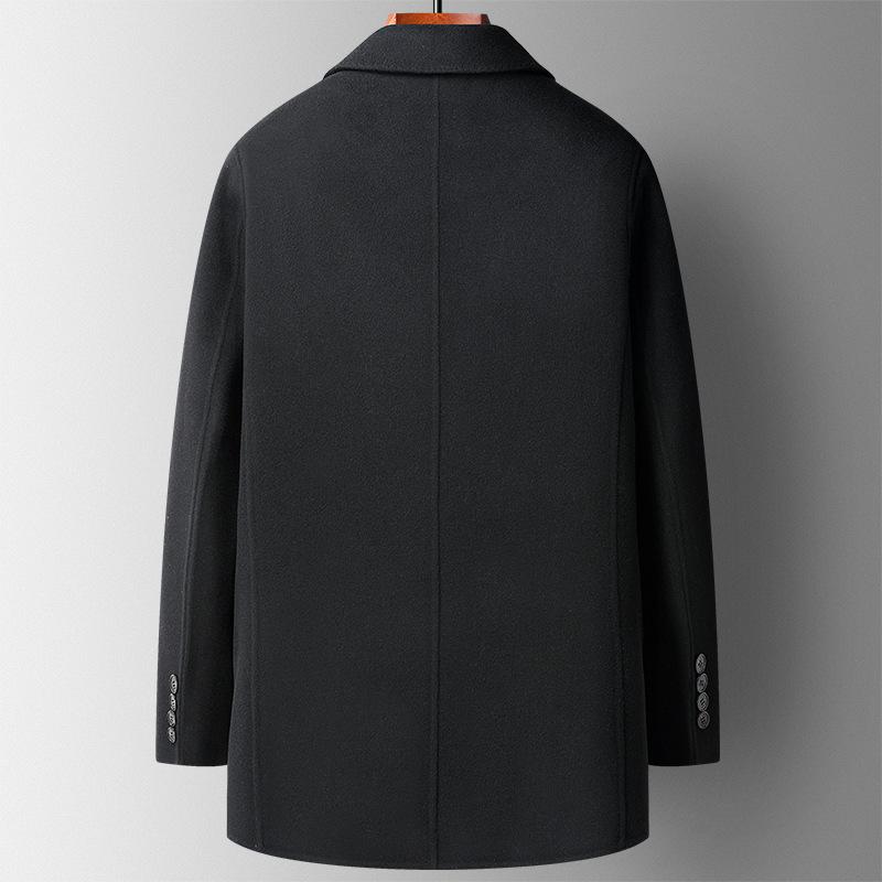 Autumn and Winter Removable Goose Down Lining Double-sided Cashmere Coat Men's Live-face Woolen Coat Middle-aged and Elderly Coats