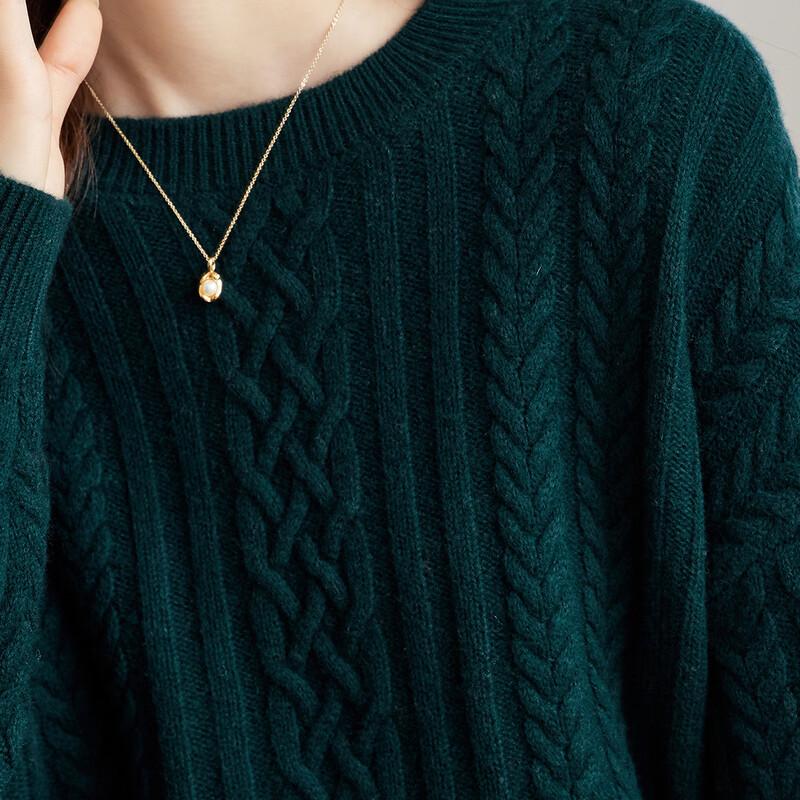 Srcr Women's 100% Wool Thick Cable Knit Sweater