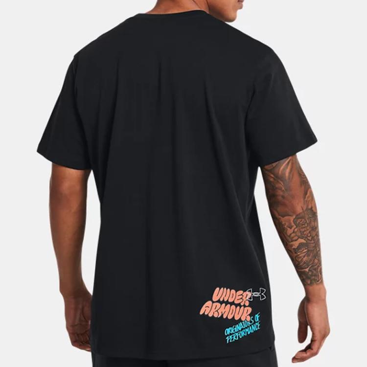 Under Armour Printed Letter Breathable Pullover Crew Neck Short Sleeve T-Shirt Men Tops Black 1382903-001