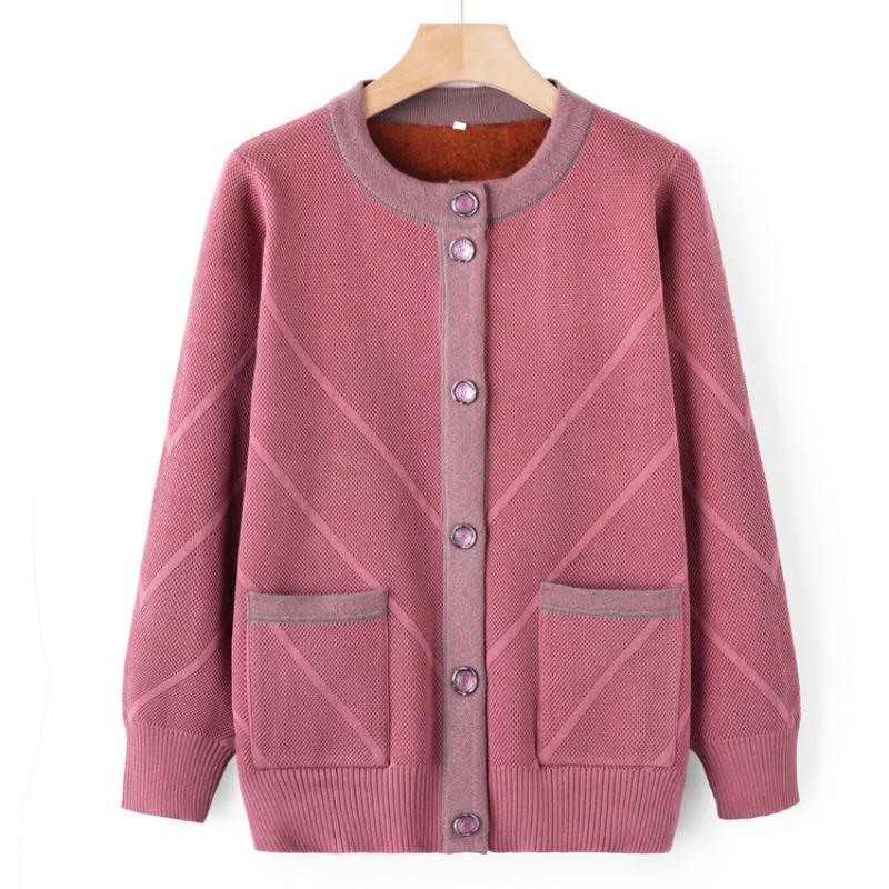 Grandma spring and autumn sweater jacket middle old man knitted autumn mother cardigan top old man wife clothes