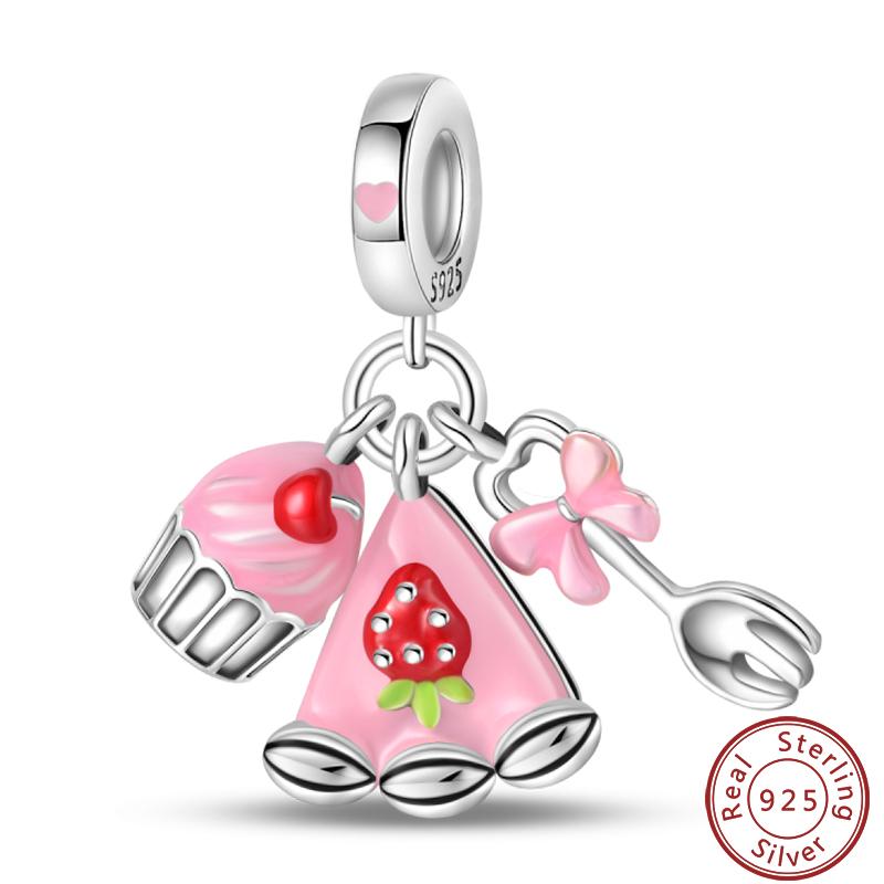 Dessert Afternoon Tea Series Copper Coffee Cake Pizza Fries Sweet Charms Beads 3Mm Diy Fine Jewelry Making