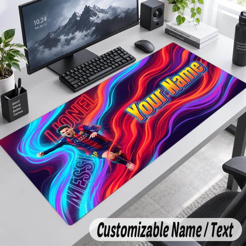 Lionel Messi Personalisiertes Großes Mauspadd Benutzerdefinierter Name Text Erweiterte Schreibtischmatte Gaming-Mauspad
