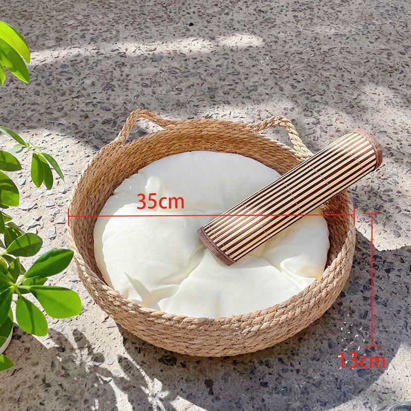 Four Seasons Cat Bed Woven Removable Upholstery Sleeping House Cat Scratch Floor Rattan Washable Cats Pet Products Accessories