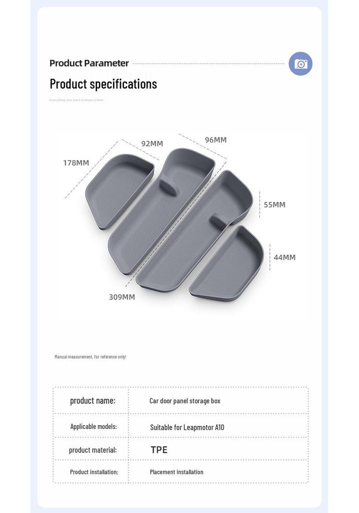 Scatola portaoggetti per portiera auto Leapmotor A10 - Decorazione interna e tappetino per alloggiamento portiera
