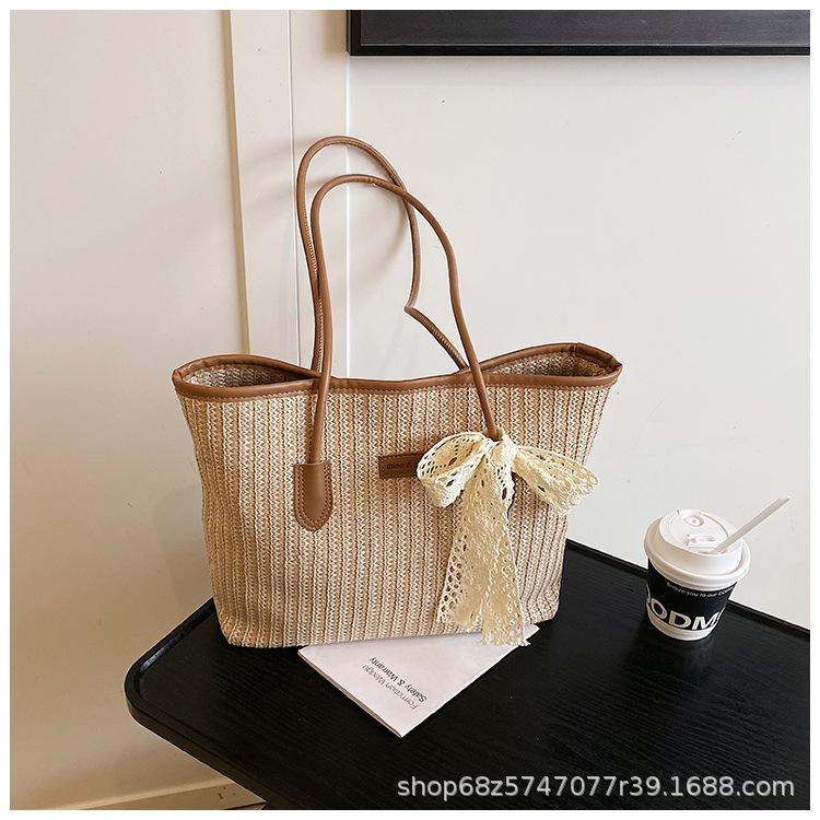 Large Capacity Fashion Straw Bag Women's Handbag 2025 New One-shoulder Underarm Casual Tote Beach Bag
