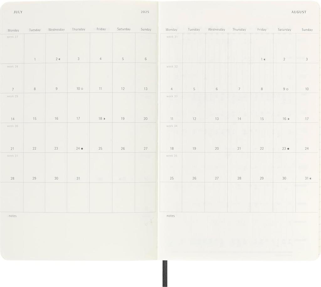 Moleskine Classic 12 Month 2025 Daily Planner, Soft Cover, Large (5" x 8.25"), Black, 400 pages