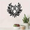 Metal Heart Wreath Wall Art Black White Leaf Rope Design Fall Decor Gift