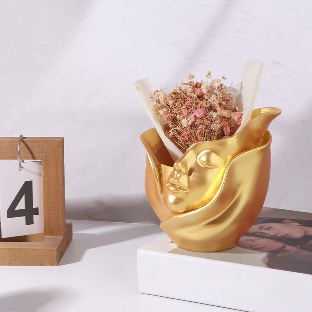 Harz Menschliches Gesicht Vase Ästhetisch Abstrakt Charakter Pflanztopf Handarbeit Europäischer Stil Blumentopf Schlafzimmer