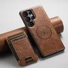 2 In 1 Detachable Waxed Grain Leather Case for Samsung S26 Ultra S25 S24 S23 S22 Shockproof For Magsafe Push Card Slot Cover