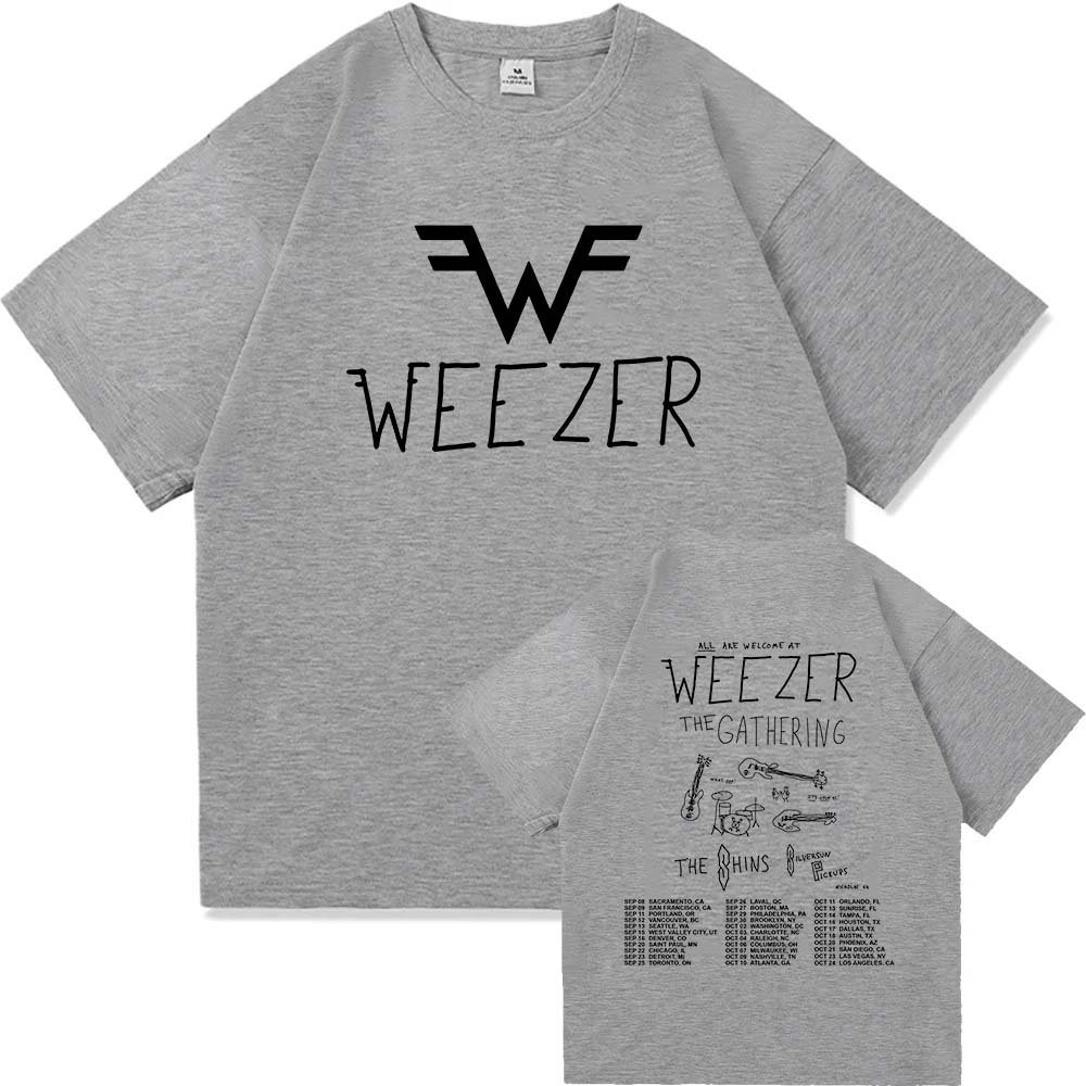 Weezer The Gathering Tour 2026 T-shirt Katoen Zacht Unisexunisex T-shirts Zomer Korte Mouw Ronde Hals T-shirts Ontwerp Grafische Print Shirt