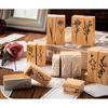 8 Pieces Vintage Decorative Wooden Rubber Stamp Plant Wooden Rubber Stamps for Scrapbooking Dairy Gift Wrap Card Making