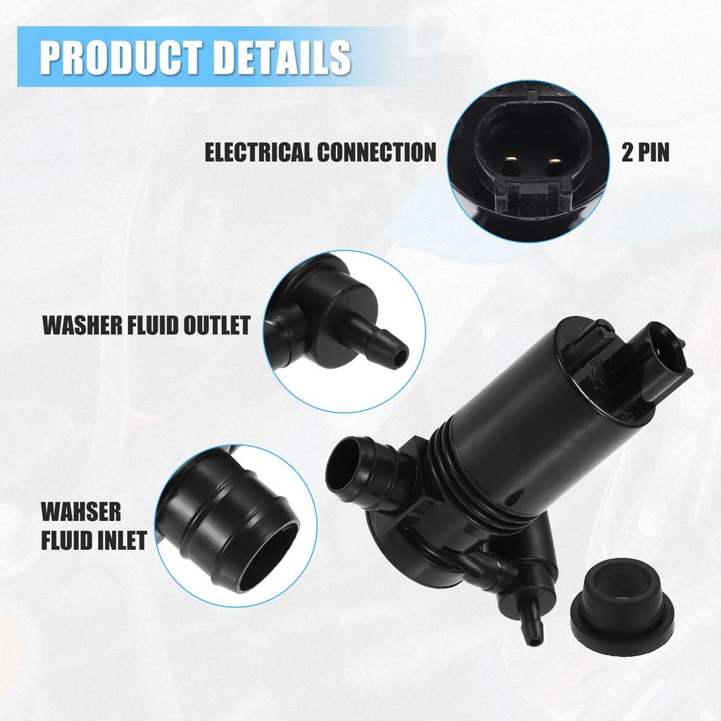 ACROPIX Windshield Washer Motor Pump for Land Rover Compatible with Discovery 2 Black 1 Piece