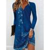 QICED Fashion Autumn Winter Long Sleeve V-Neck Casual Dresses