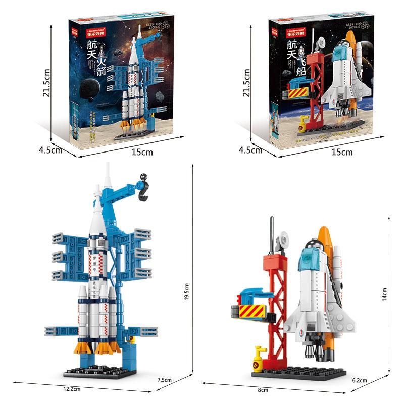 Non-Toxic 107 Piece Diy Building Blocks Space Rocket Craft Launch Center Base Puzzle Model Assembling Bricks Small Set Education Children Toy