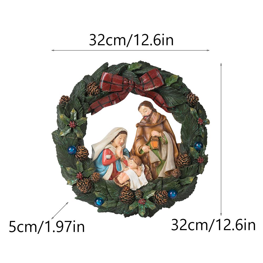 Christianity Christmas Wreath Wall-mounted Festival Decoration Pendant Can Emit Light Resin Arts And Crafts A Living Room Jesus