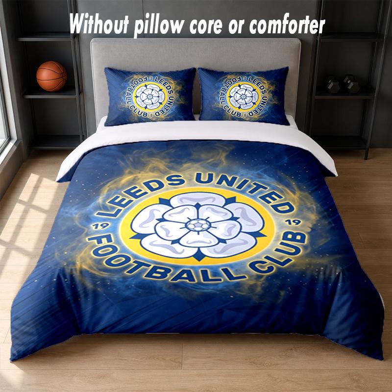 Set Biancheria da Letto Leeds United 1 Copripiumino + 2 Federe Morbido Traspirante Biancheria da Letto per la Casa
