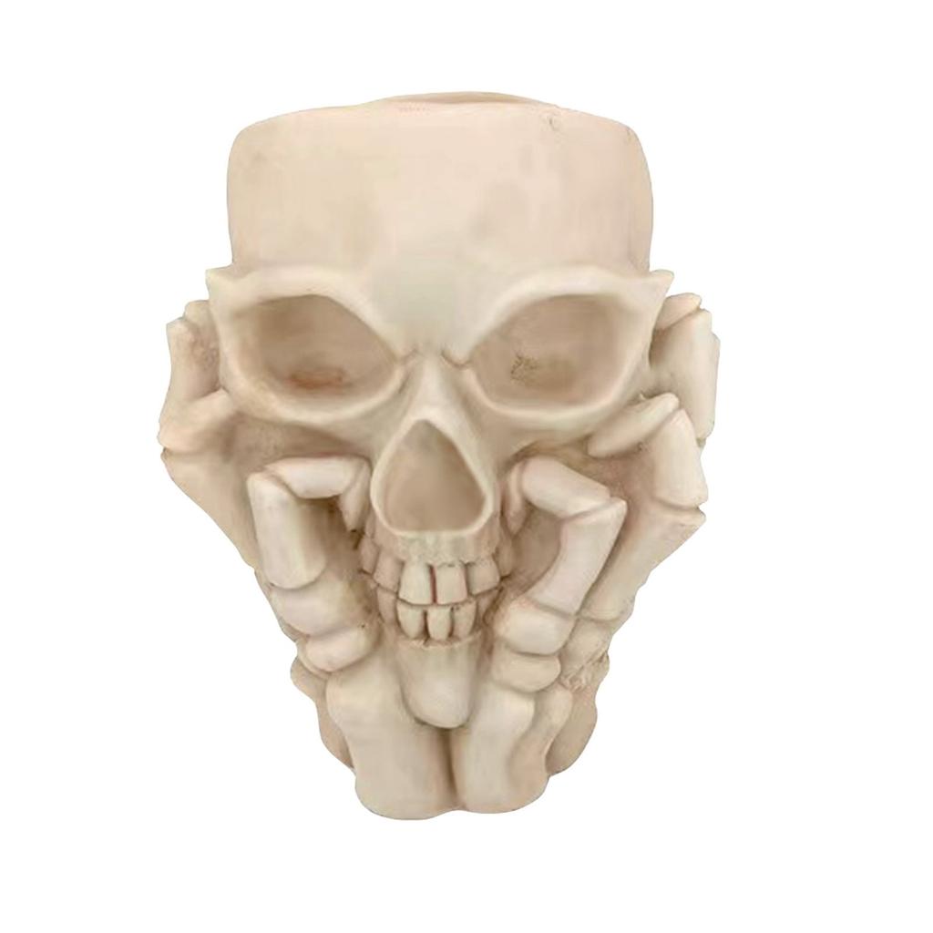 Creative Household Halloween Style Decoration Resin Skulls Flower Pot Indoor Outdoor Gardening Plant Pots Skeleton Vase Supplies
