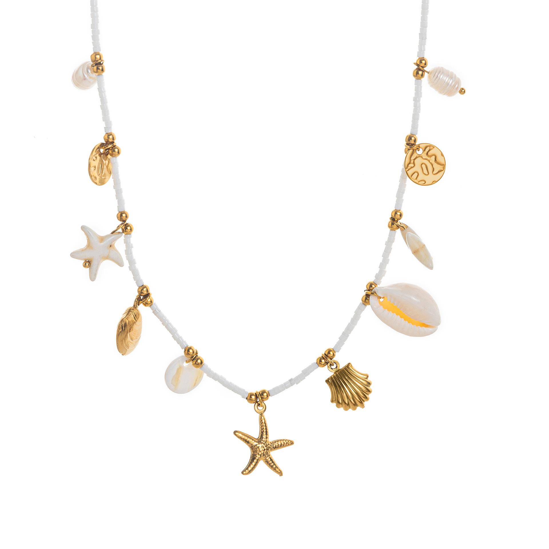 Accessories Bohemian Beach Shell Necklace Imitation Pearl Starfish Conch Pendant Necklace Accessories
