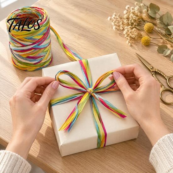 Multi Color Raffia for Holiday Decorations Colorful Packaging String, Flexible Paper Twine Floral Bundling Natural Rope, Multi-color Mixed Cord