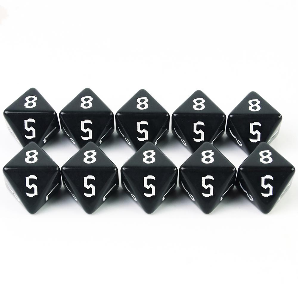 Acrylic Dice D8 Polyhedral DND Rpg Magic Gathering Role Playing Table Games Dice, 10pcs Opaque Dices