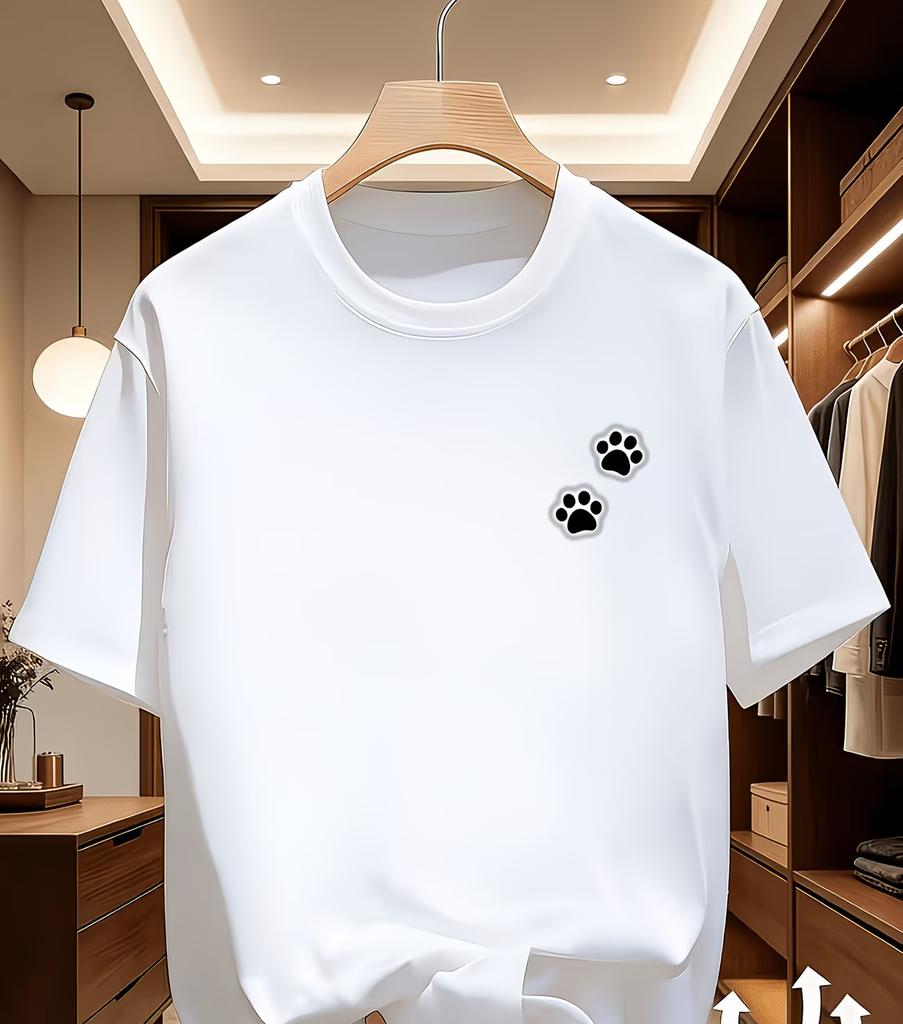 Cute Dog Paw Print T Shirt Women Men Kawaii Animal Footprint Graphic Tee Summer Fashion Casual Cat Paw Top for Pet Lovers Gift