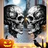 Halloween Dark Eye-to-eye Skull-themed Static Electricity Glass Stickers for Decorating The Living Room Windows