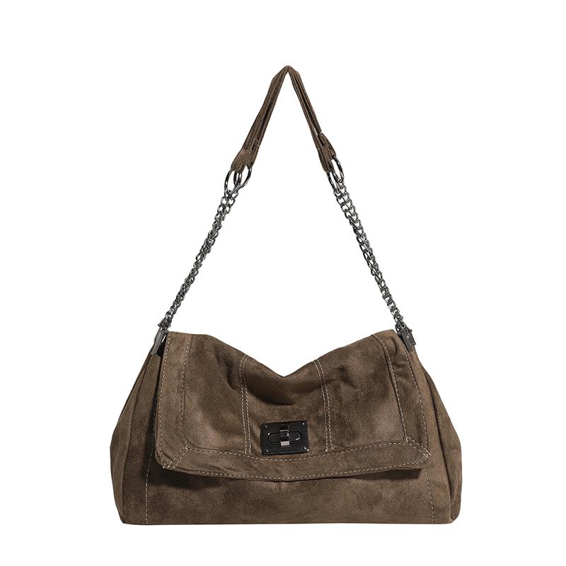 

Chain Faux Suede Women Shoulder Bag Large Capacity Solid Color Underarm Bags Fashion Commuter Handbags Luxury Designer Totes Sac 33cm 12cm 21cm