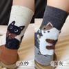 Autumn Vintage White Kawaii Socks Women Cute Cartoon Cat Pattern Middle Tube Socks Japanese Soft Cotton Winter Warm Floor Sock