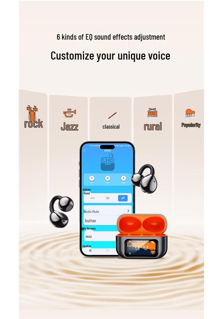 Model XG42 Wireless ANC Earbuds: Smart Bluetooth, In-Ear Design, Screen Display, Universal Compatibility for Mobile and Sports
