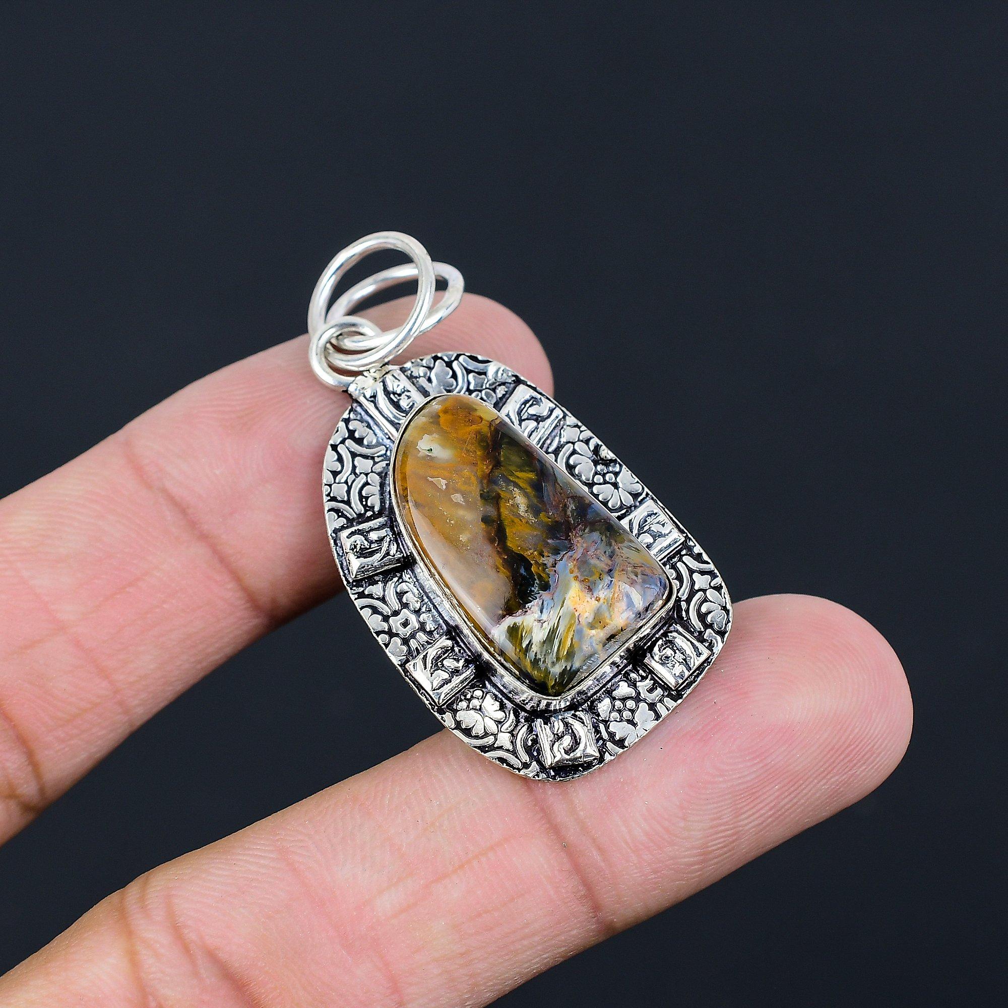 

Natural Pietersite 925 Silver Daughter Art Deco Elegant Boho New Pendant Jewelry