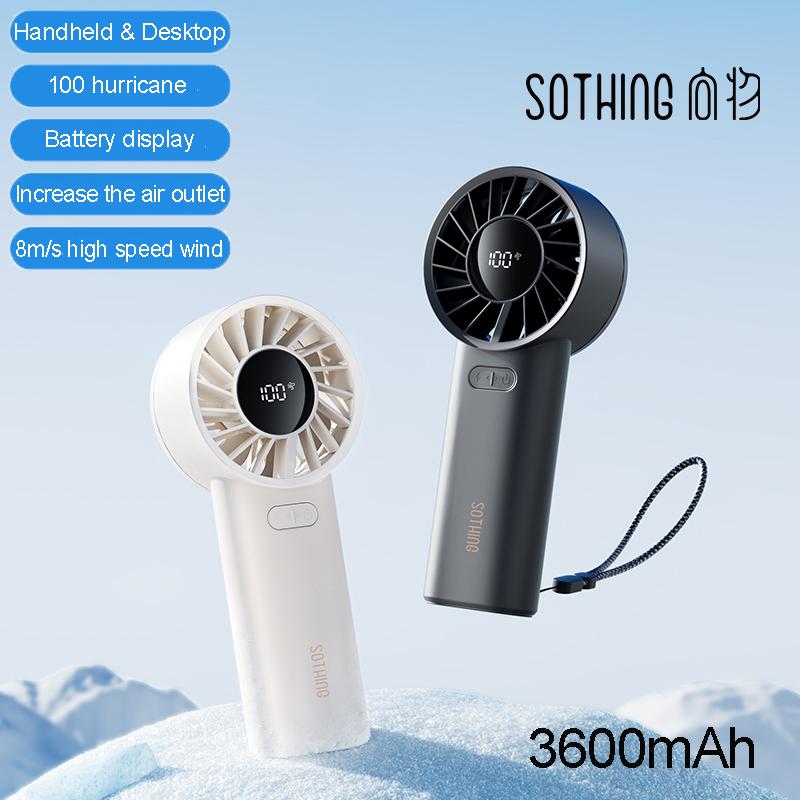 

Sothing Mini Handheld Fan 3600mAh USB Rechargeable 100 Speeds Ultra-Quiet Portable Cooling Fan for Outdoor Office Dorm серый