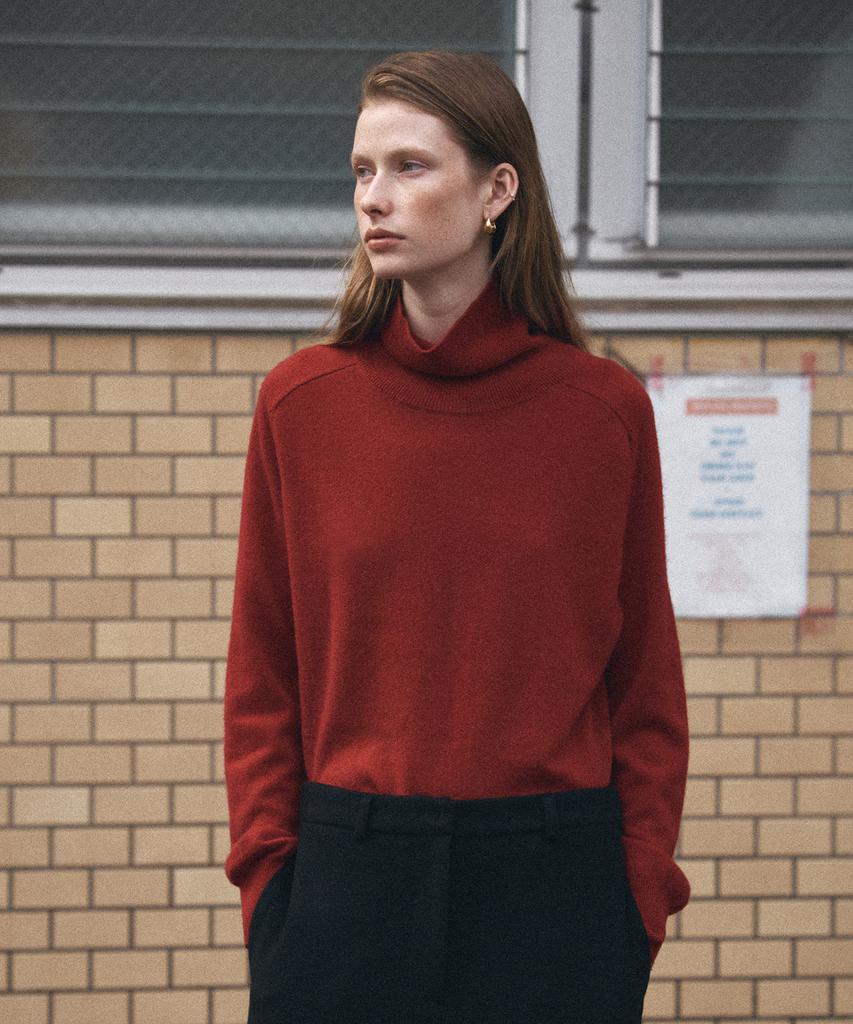 Siyajyu Sikn2129 Cashmere Blend Turtleneck Knit_Red
